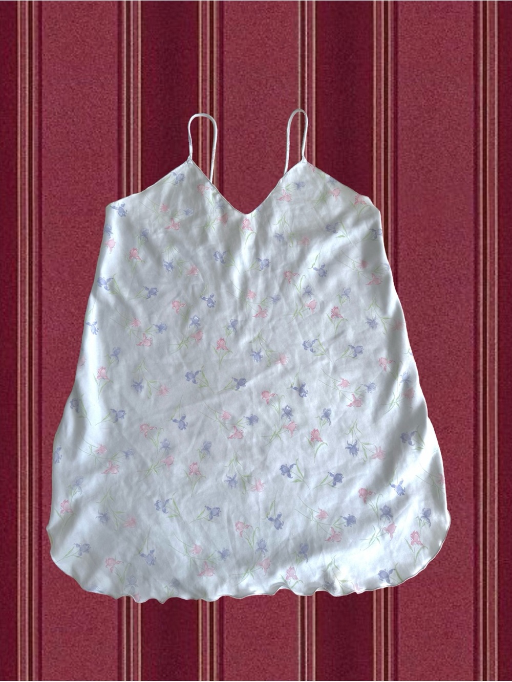 Floral Satin Slip Dress - Pastel Floral Print